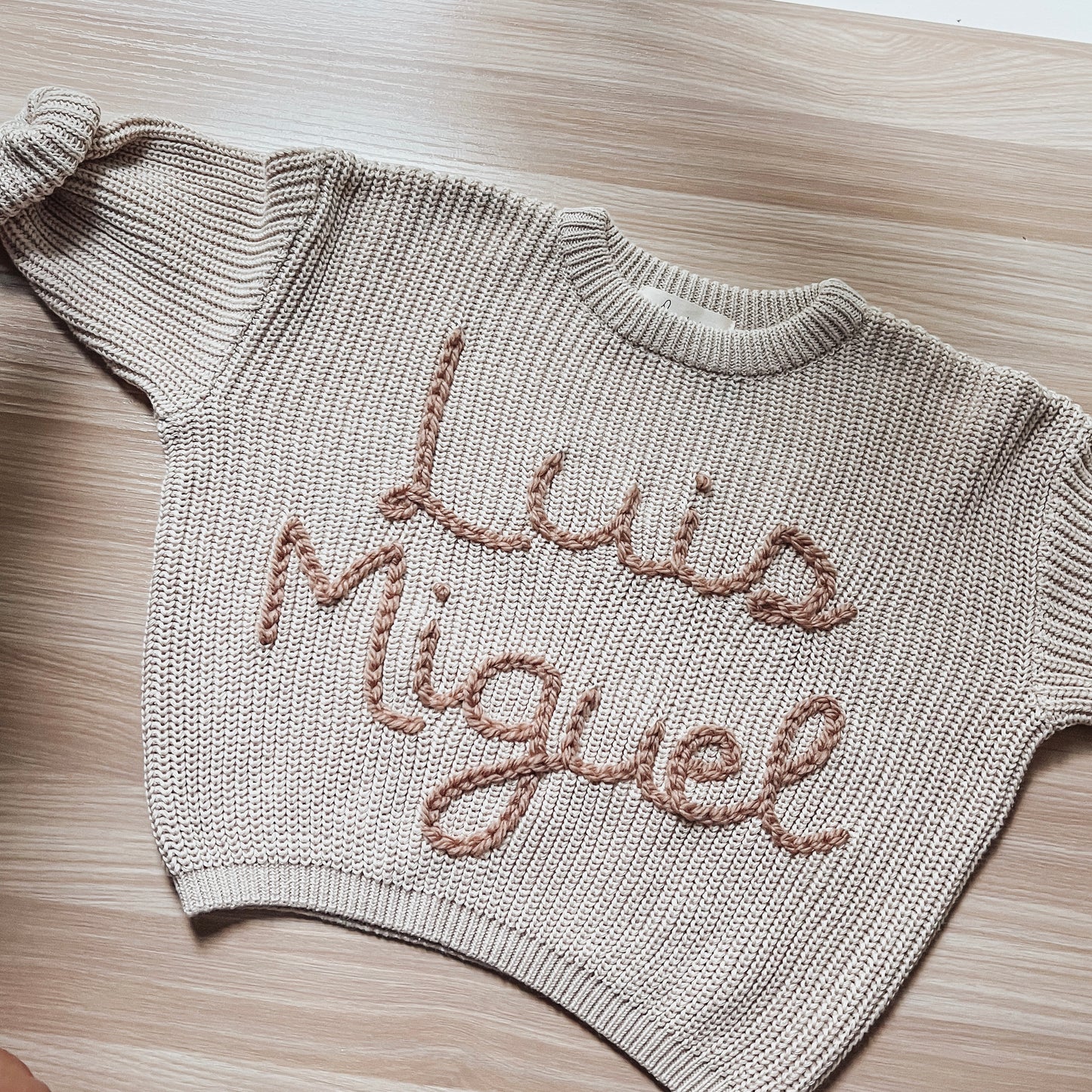 Oat Milk Personalized Oversized Knit Sweater