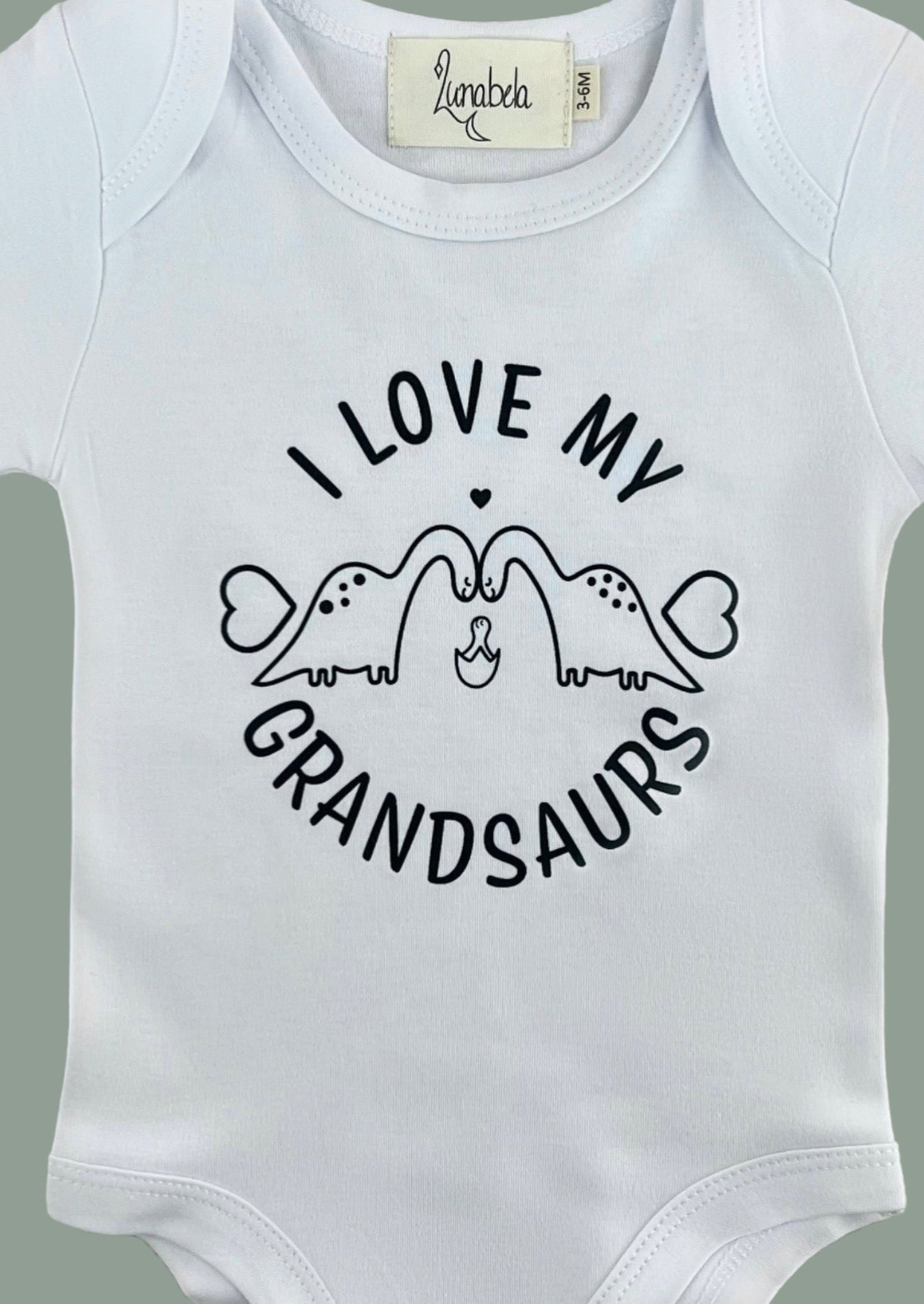 I ♥ My Grandsaur Bodysuit-White/Pink