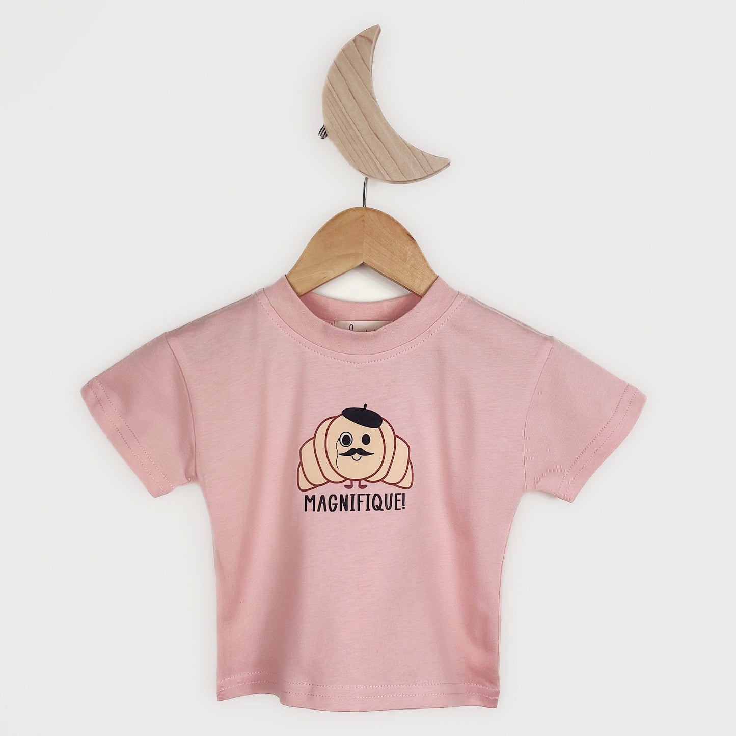 Magnifique Croissant Tee-Pink/Grey